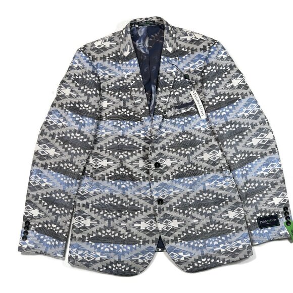 Paisley & Gray Blazer Mens 42R Slim Aztec Southwest NWT Sport Jacket Blue - Picture 1 of 10